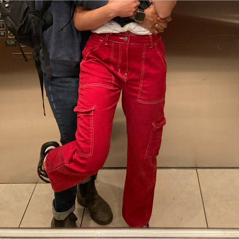Shein Red Cargo Pants